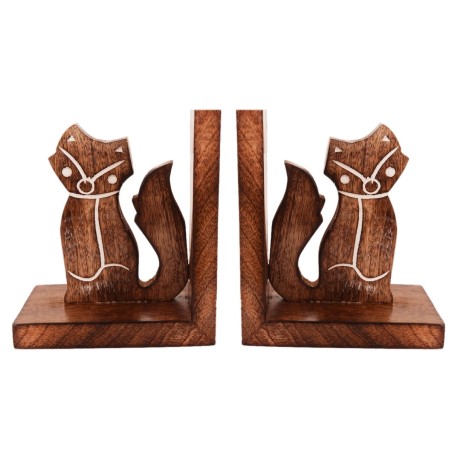 Wooden Bookends Holder'Foxy Cats'