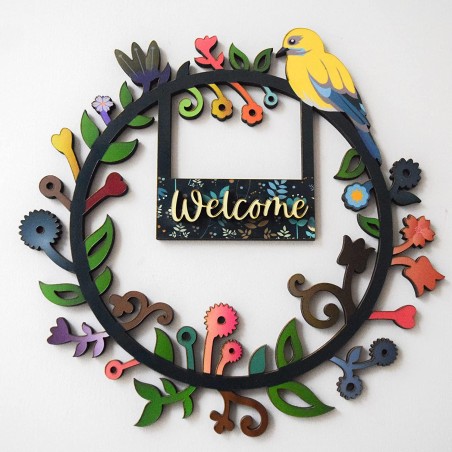 Welcome Printed Wooden Wall Hanging