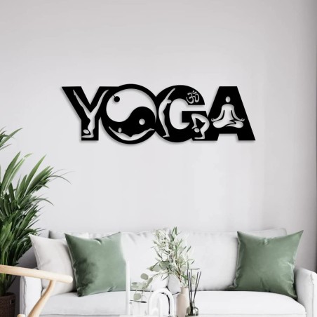 Black Wooden Yoga Word Wall Art